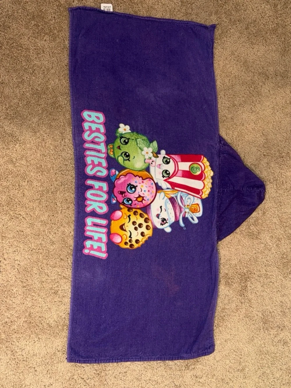 Shopkins Purple 'Besties For Life' Hooded Towel with Cute Characters
